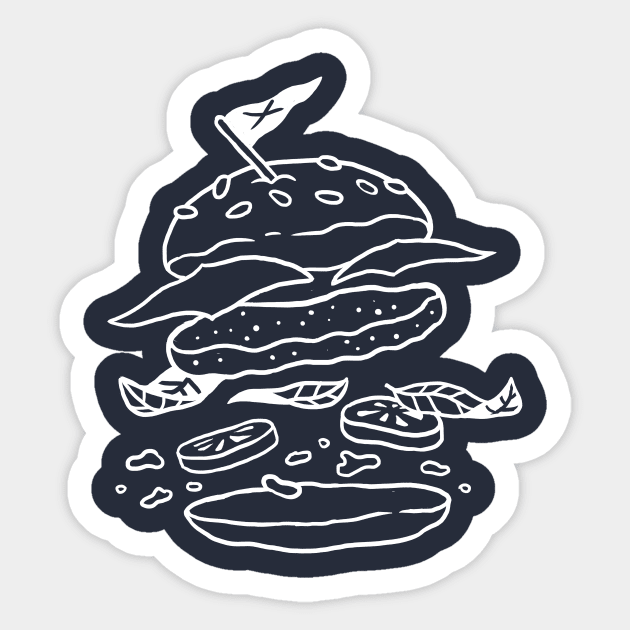 Explosion Burger - B&W Sticker by faminto